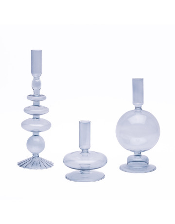 Glass Pillar Candle Holders : Grey