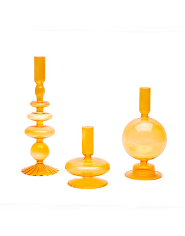 Glass Pillar Candle Holders : Orange
