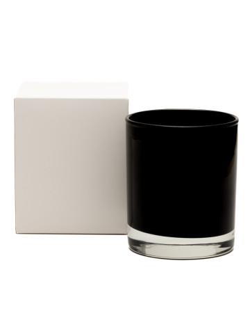 Large Classic Tumbler : Gloss Black Internally, Clear Glass Base (30cl, WITH GIFT BOX) 